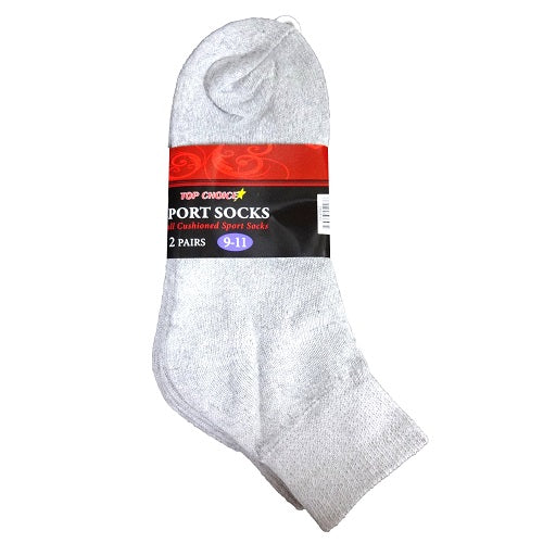 ankle socks 2pk 9-11 gray -- 6 per box