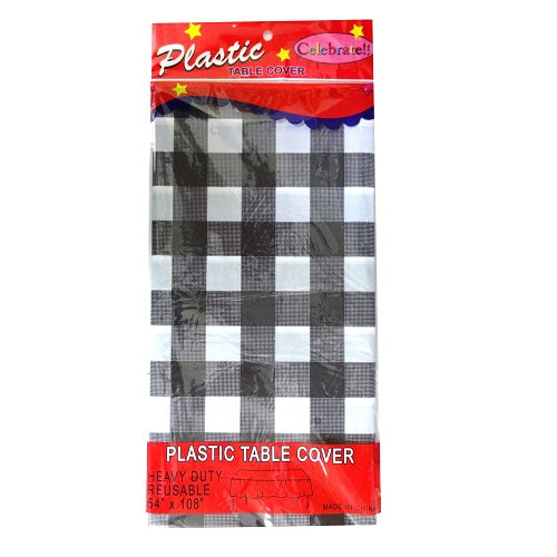 table cover 54 x 108in checkrd black- wht -- 12 per box