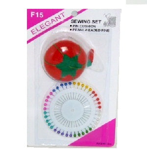 sewing set pin cushion w- pins -- 12 per box