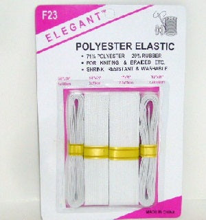 polyester elastic white asst size -- 24 per box