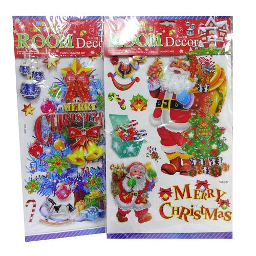 x- mas sticker 3d asst -- 12 per box