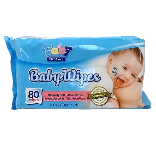 xtra care baby wipes 80ct aloe vera -- 12 per case