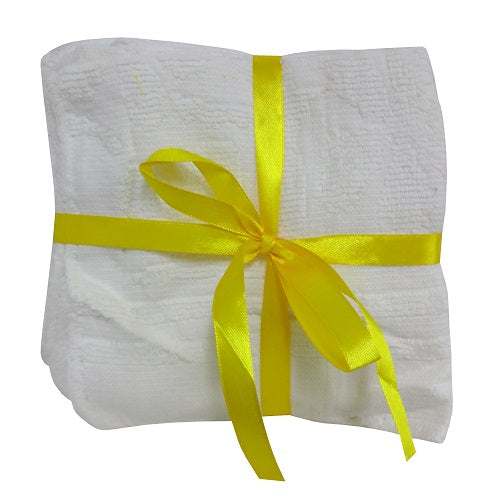 wash cloths 4pk white w- ribbon -- 12 per box