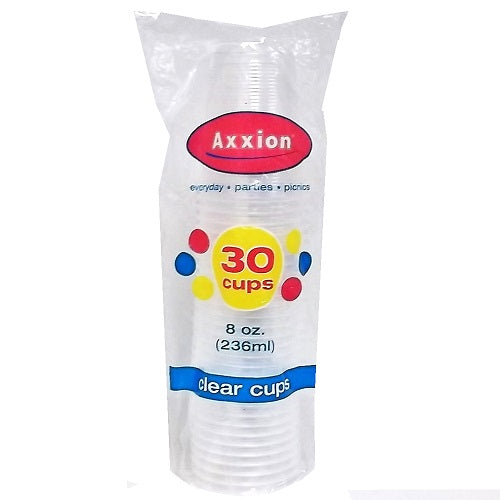 axxion cups 8oz 30ct clear plastic -- 36 per case