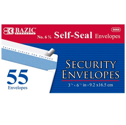 security envelopes 55ct 6 peel seal -- 24 per case