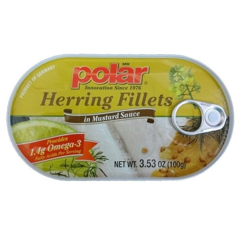 polar herring fillets in mustard 3.53oz -- 18 per case