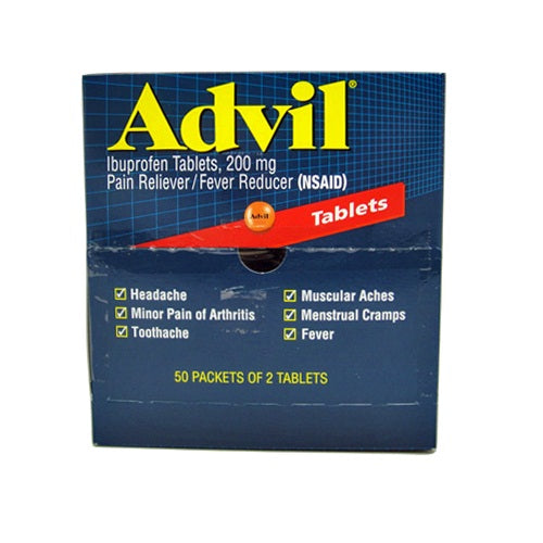 advil ibuprofen 200mg 50ct tablets -- 2 per box