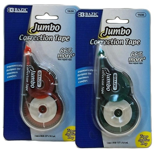 correction tape jumbo asst clrs -- 24 per box