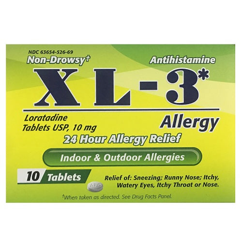 xl-3 allergy tablets 10mg display -- 12 per box