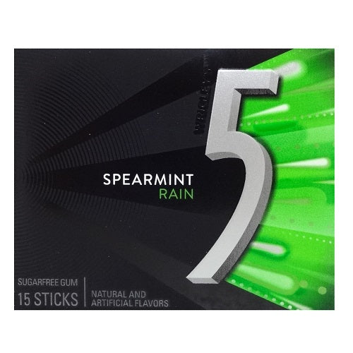 wrigleys 5 gum spearmint rain 15pc -- 48 per case