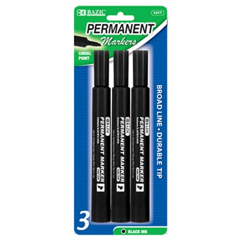 permanent markers 3pk black -- 24 per box