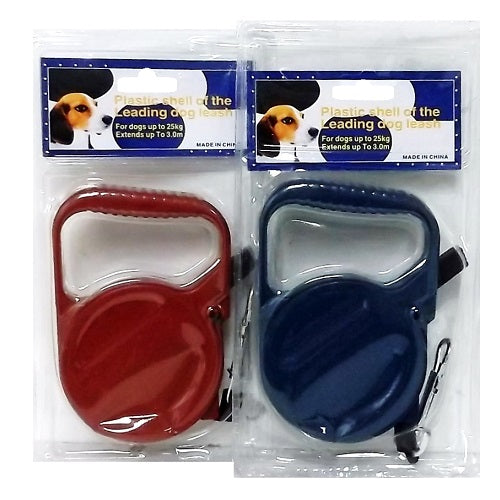 dog leash 3m retractable asst clrs -- 24 per box