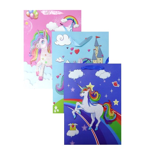 gift bags unicorn design lg asst -- 12 per box