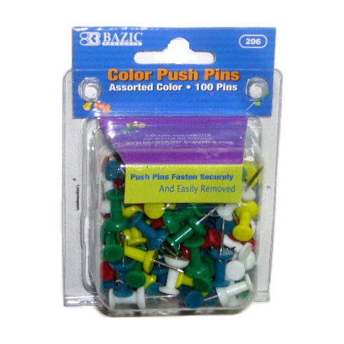 push pins 100pc asst clrs -- 24 per box