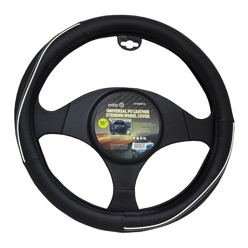 leather steering wheel cover black -- 12 per box