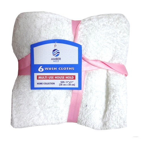 a.m wash cloths 6pk 11x11in white -- 12 per box