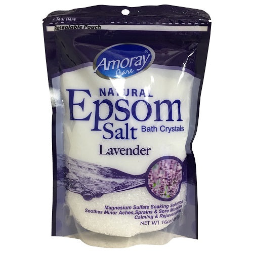 amoray epsom salt 16oz lavender pouch -- 12 per case