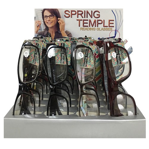 spring temple reading glasses asst -- 24 per box