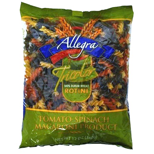 allegra pasta 12oz rotini tricolor -- 12 per case