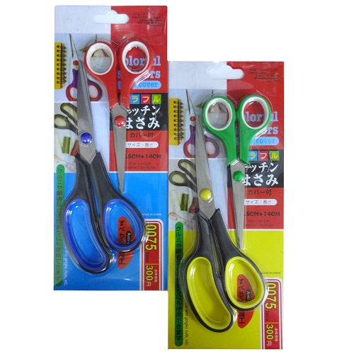 scissors 2pk 19.5cm 14cm asst clrs -- 12 per box