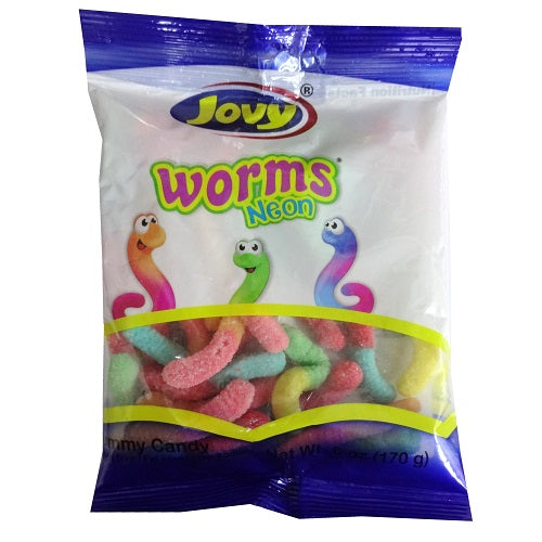 jovy gummy worms neon 6oz -- 24 per case