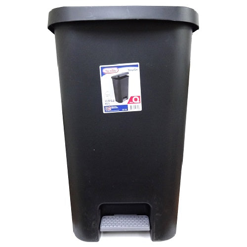 sterilite wastebasket 11.9 gl blk step on -- 4 per case