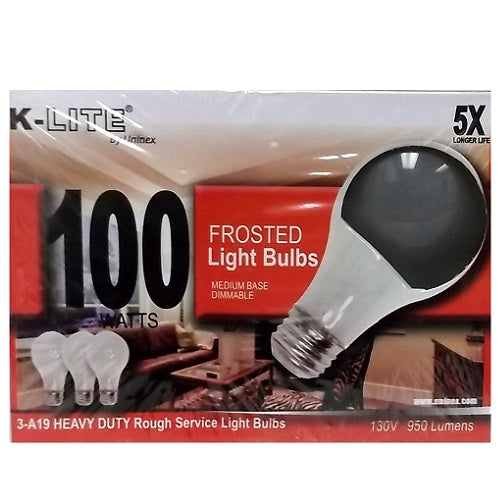 k- lite light bulb 3pk 100w frosted ro -- 36 per case