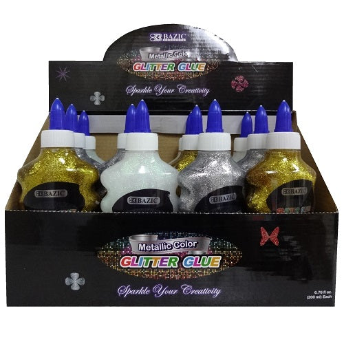 glitter glue 6.76oz asst metallic clrs -- 24 per case