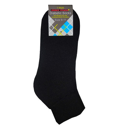 diabetic ankle socks 1pk 10-13 black -- 12 per box