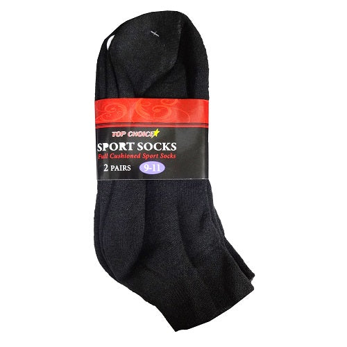 ankle socks 2pk 9-11 black -- 6 per box