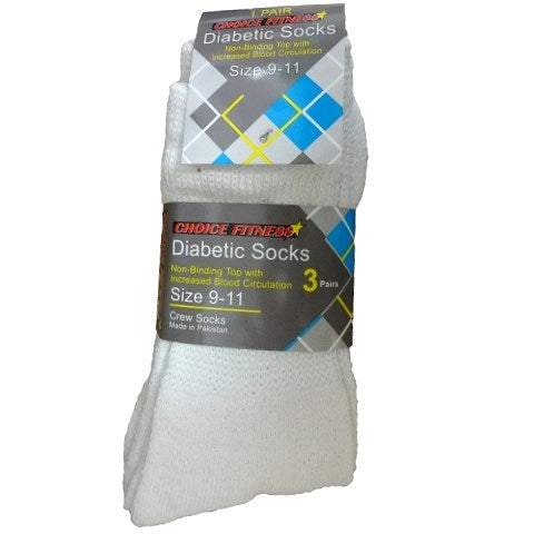 diabetic crew socks 9-11 white -- 12 per box