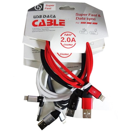 usb data cable 2.0a asst clrs -- 12 per box