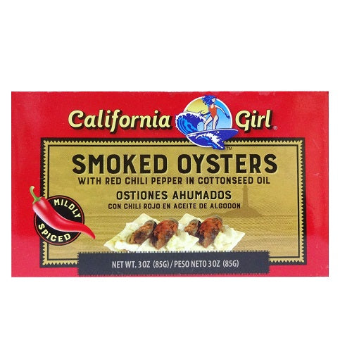 c.g smoked oysters 3oz w- red chili -- 12 per case