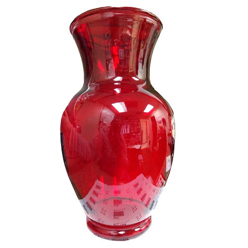 vase glass ginger red 11in -- 6 per case