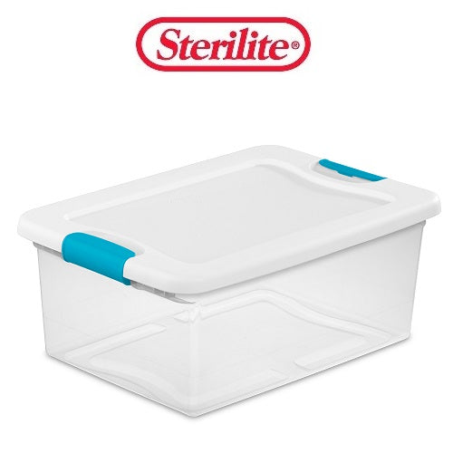 sterilite latch box 15qt clear blu- hndle -- 12 per case