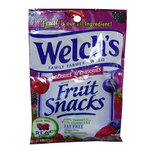 welchs fruit snacks berries- cherries 5oz -- 12 per case