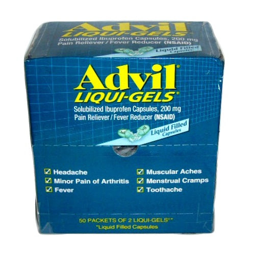 advil liquid- gels 200mg 50ct capsules -- 2 per box