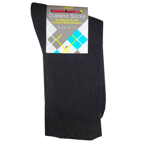 diabetic crew socks 1pk 9-11 black -- 12 per box