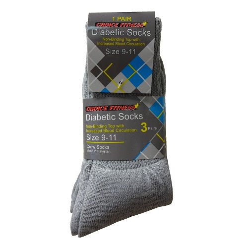 diabetic crew socks 9-11 gray -- 12 per box