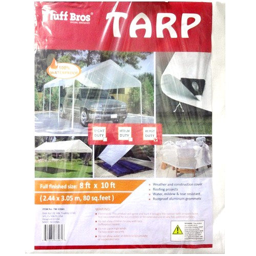 tuff bros tarp 8x10 ft hd white -- 10 per case