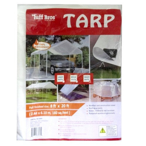 tuff bros tarp 8x20 ft white -- 8 per case