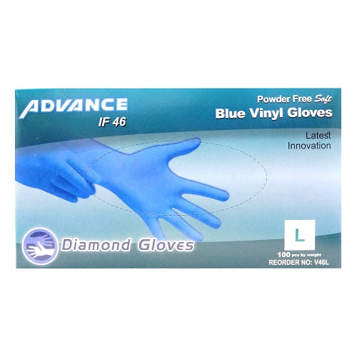 gloves vinyl blue lg 100ct powder free -- 10 per case