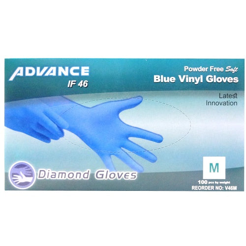 gloves vinyl blue md 100ct powder free -- 10 per case