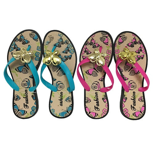 ladies sandals w- butterfly flowers ast -- 12 per box