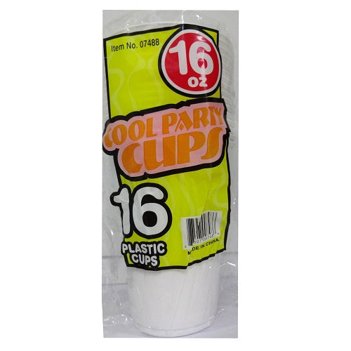 plastic cups 16oz 15ct white -- 48 per case