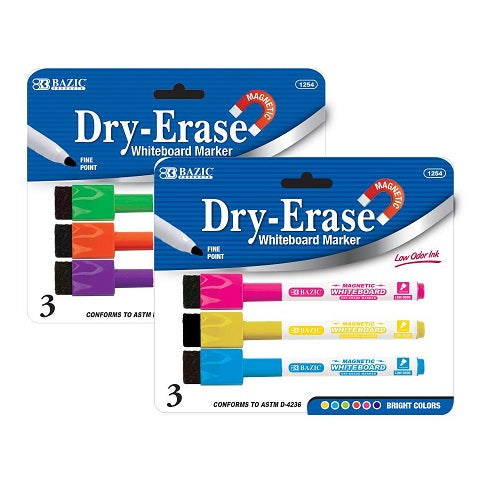 dry- erase markers 3pc bright clrs fin -- 24 per box