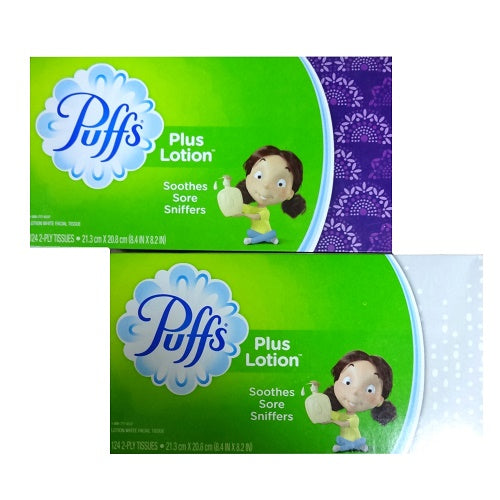 puffs facial tissue 124 2- pl plus lotion -- 24 per case