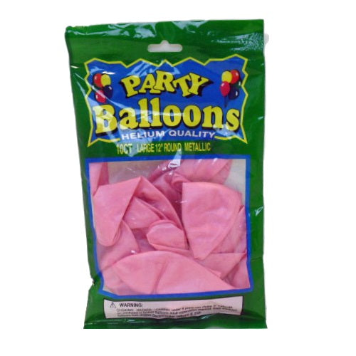 balloons 10ct 12in metallic pink -- 12 per box