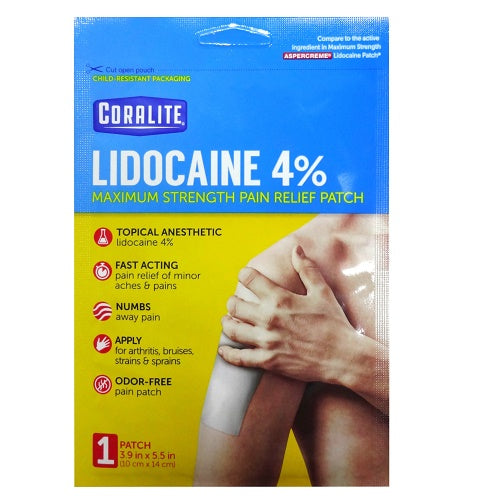 coralite lidocaine patch 4 max strength -- 24 per case