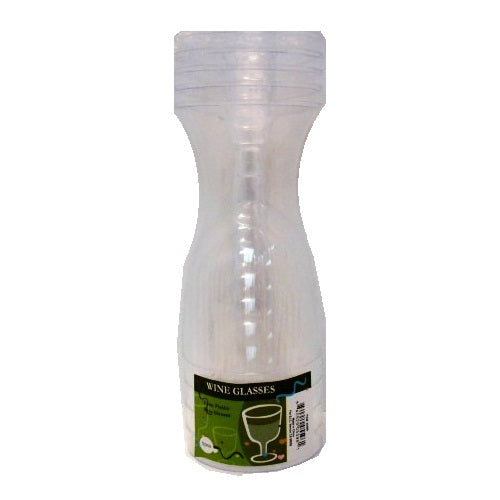 wine cups clear 5pk plastic -- 24 per case